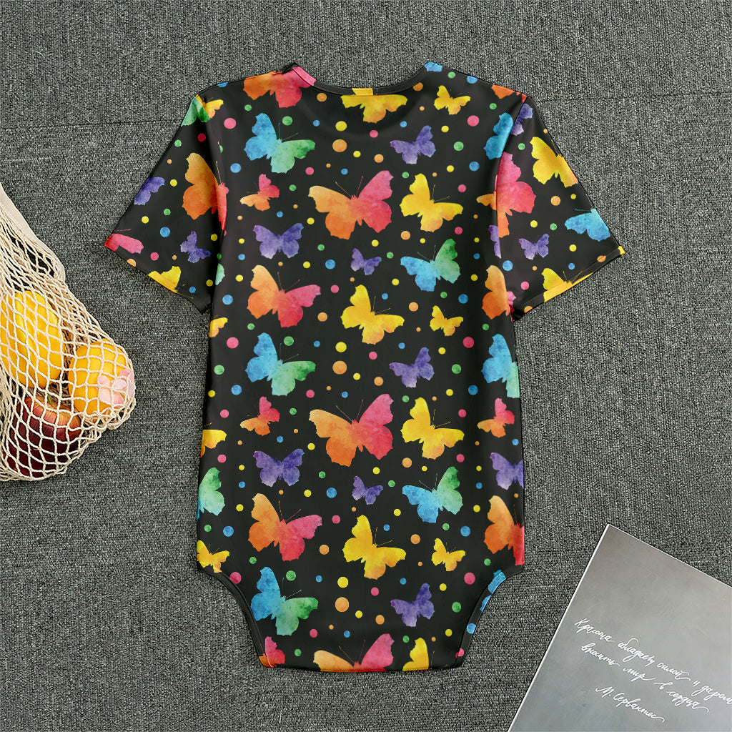 Colorful Watercolor Butterfly Print Men's Bodysuit