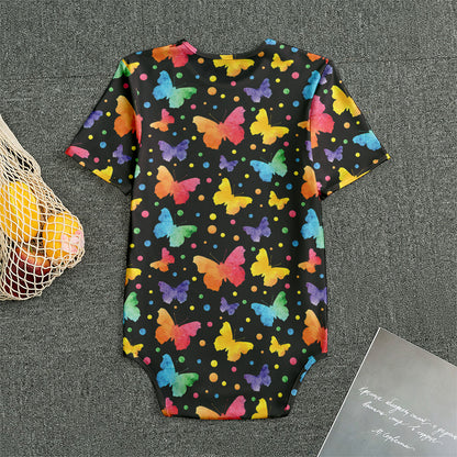 Colorful Watercolor Butterfly Print Men's Bodysuit