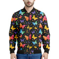 Colorful Watercolor Butterfly Print Men's Bomber Jacket