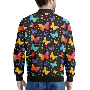 Colorful Watercolor Butterfly Print Men's Bomber Jacket