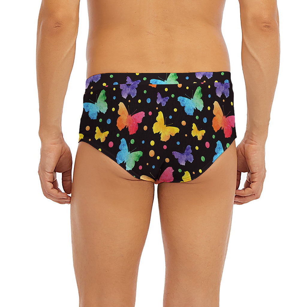 Colorful Watercolor Butterfly Print Men's Briefs