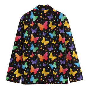 Colorful Watercolor Butterfly Print Men's Cotton Blazer