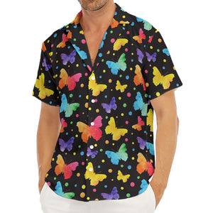 Colorful Watercolor Butterfly Print Men's Deep V-Neck Shirt