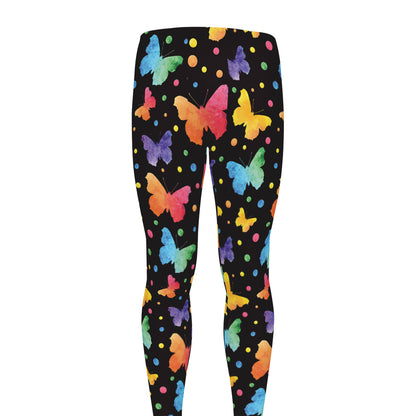 Colorful Watercolor Butterfly Print Men's leggings