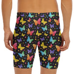 Colorful Watercolor Butterfly Print Men's Long Boxer Briefs