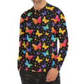 Colorful Watercolor Butterfly Print Men's Long Sleeve Rash Guard