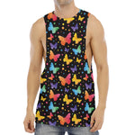 Colorful Watercolor Butterfly Print Men's Muscle Tank Top