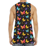 Colorful Watercolor Butterfly Print Men's Muscle Tank Top