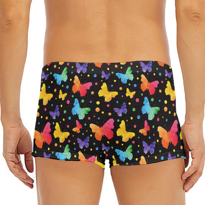 Colorful Watercolor Butterfly Print Men's Short Boxer Briefs
