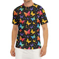 Colorful Watercolor Butterfly Print Men's Short Sleeve Rash Guard