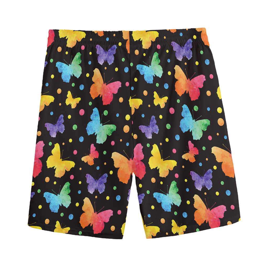 Colorful Watercolor Butterfly Print Men's Sports Shorts