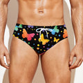 Colorful Watercolor Butterfly Print Men's Swim Briefs