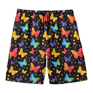 Colorful Watercolor Butterfly Print Men's Swim Trunks