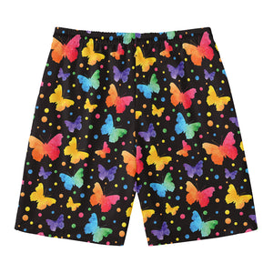 Colorful Watercolor Butterfly Print Men's Swim Trunks