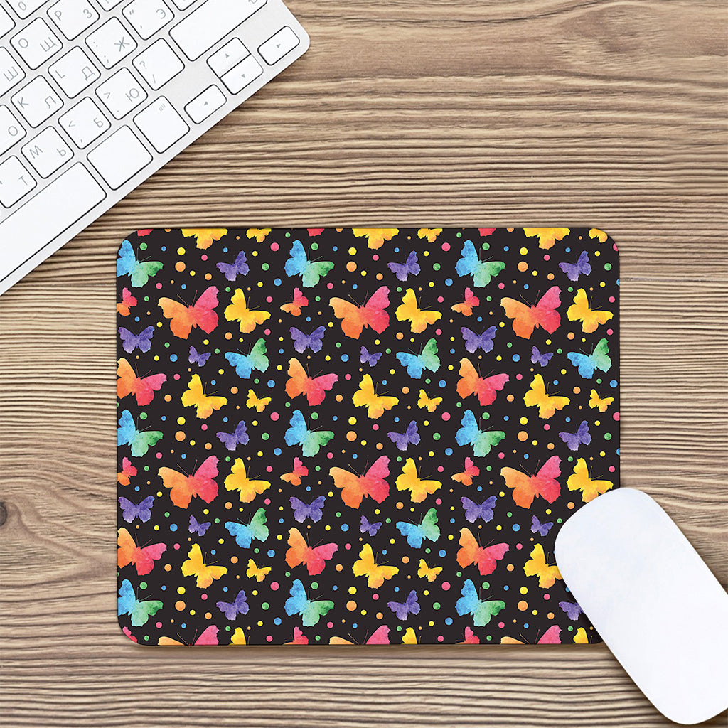 Colorful Watercolor Butterfly Print Mouse Pad