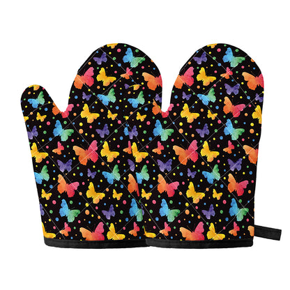 Colorful Watercolor Butterfly Print Oven Mitts