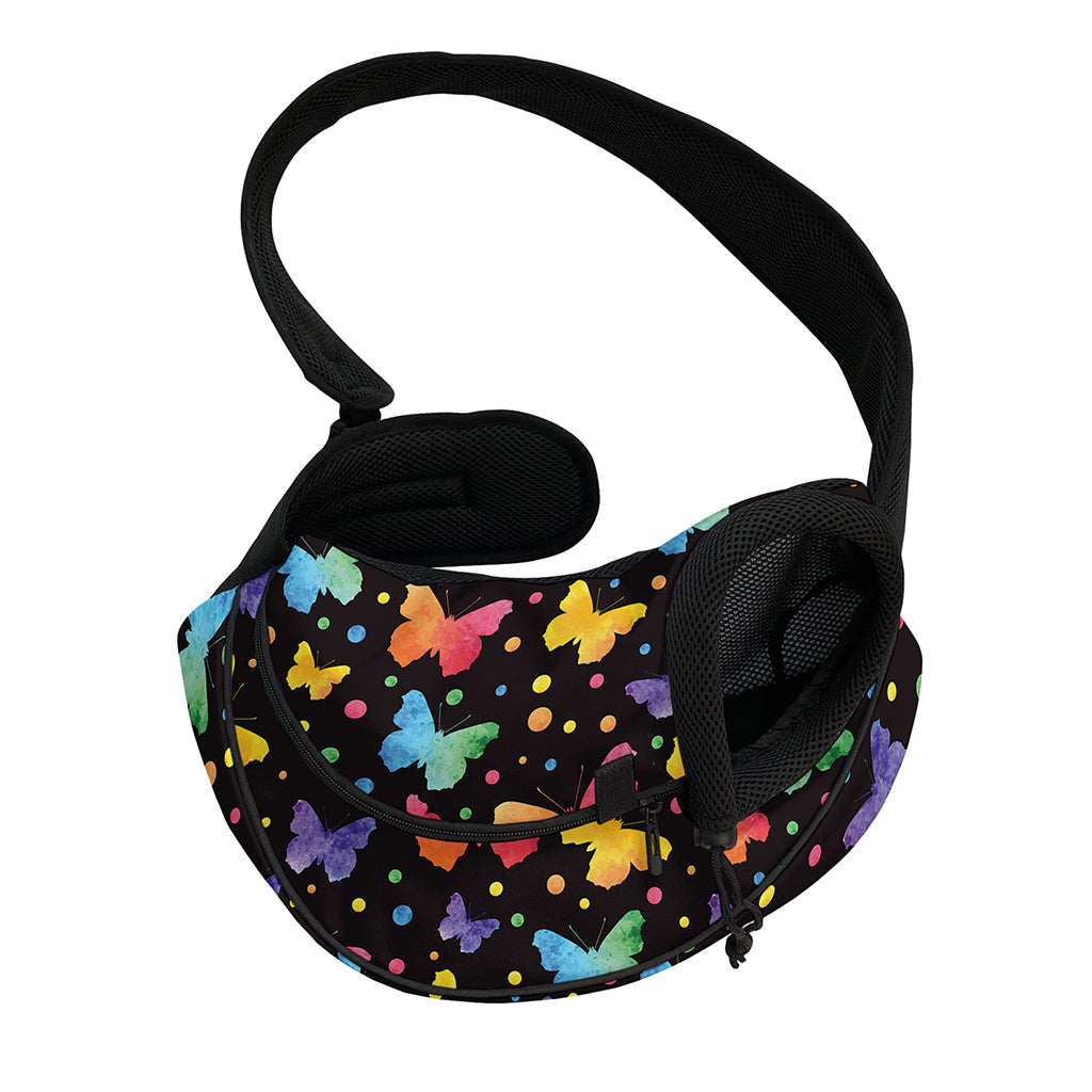 Colorful Watercolor Butterfly Print Pet Sling Carrier