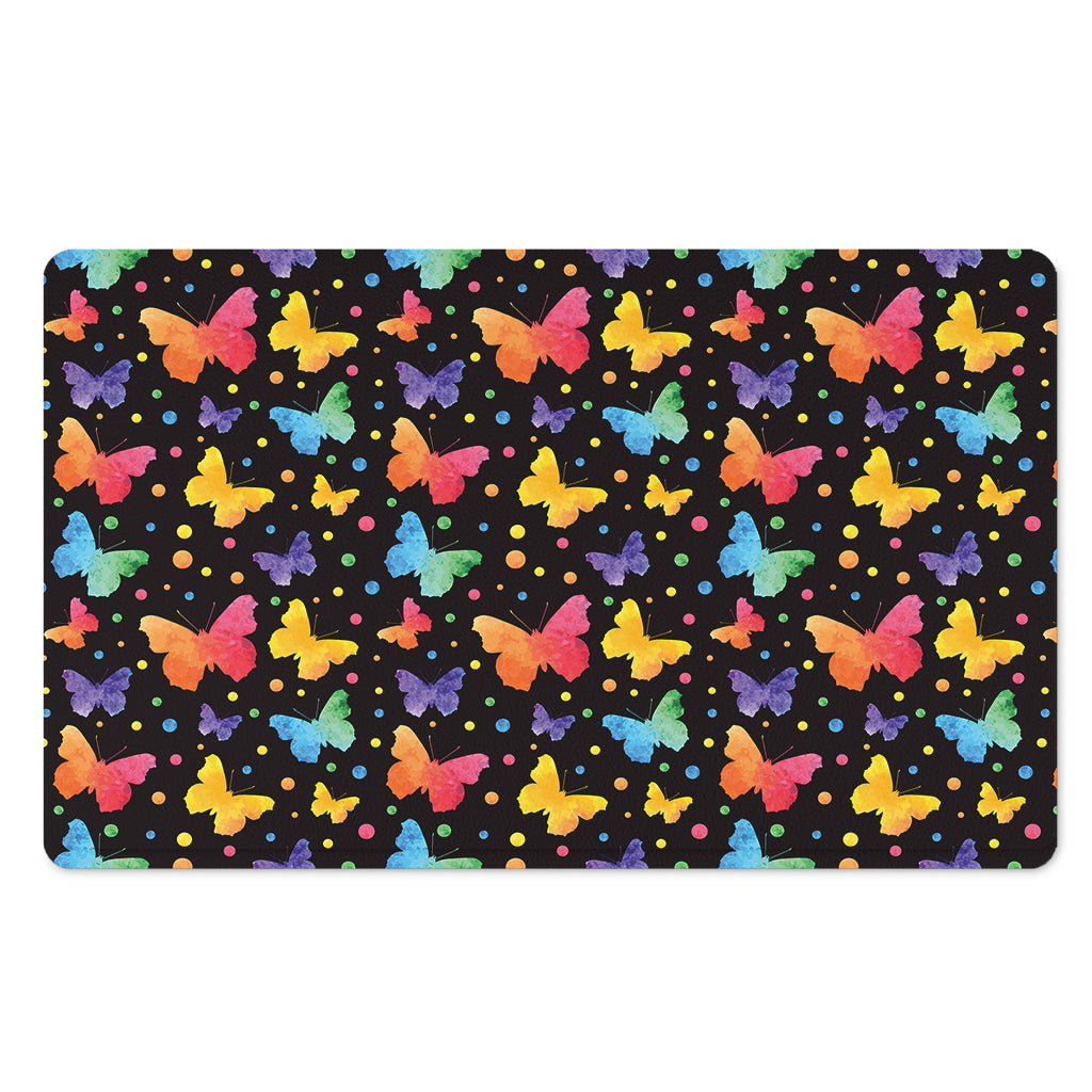 Colorful Watercolor Butterfly Print Polyester Doormat