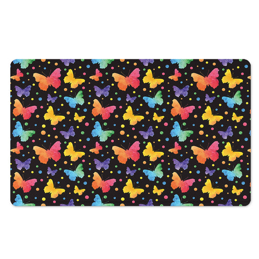 Colorful Watercolor Butterfly Print Polyester Doormat