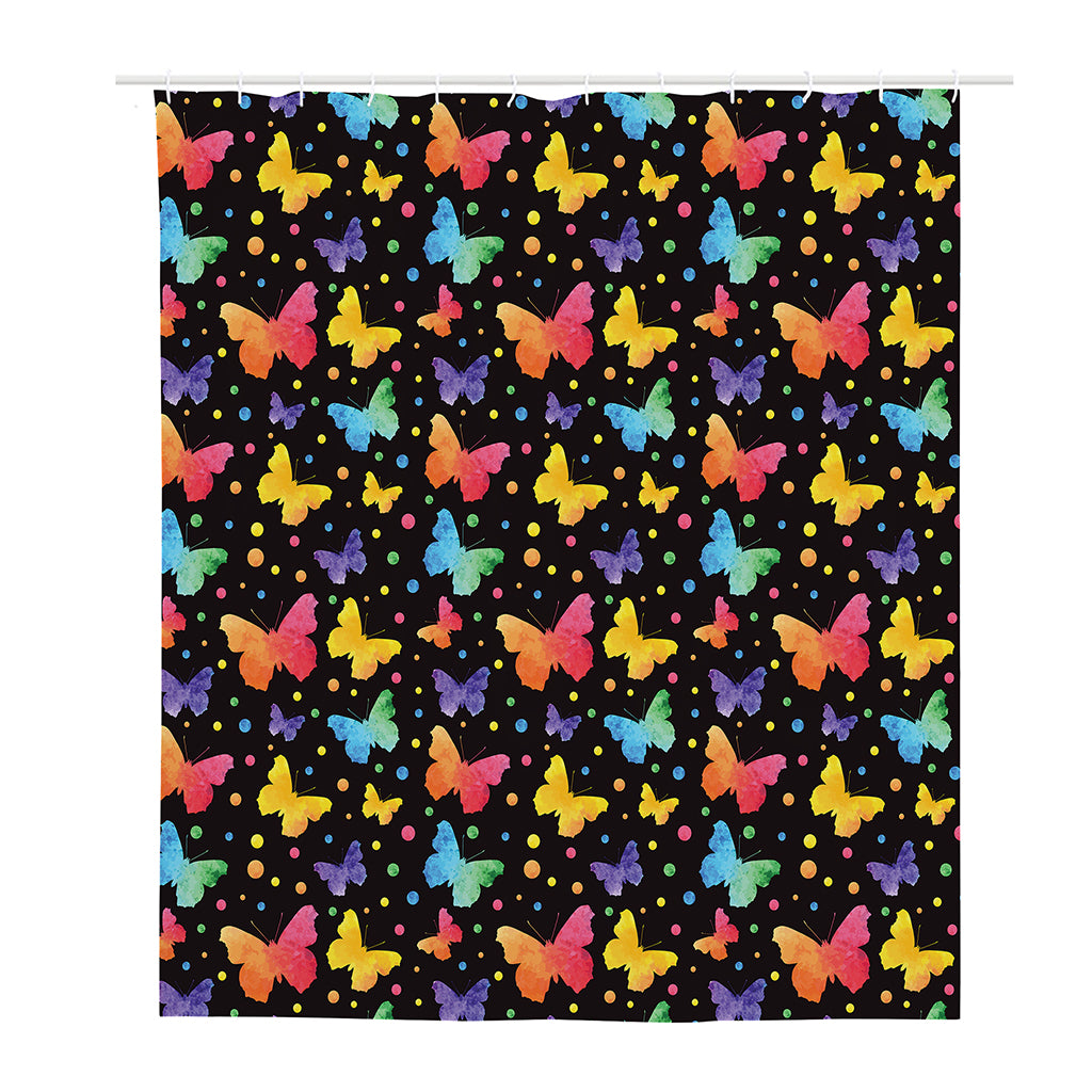 Colorful Watercolor Butterfly Print Polyester Shower Curtain