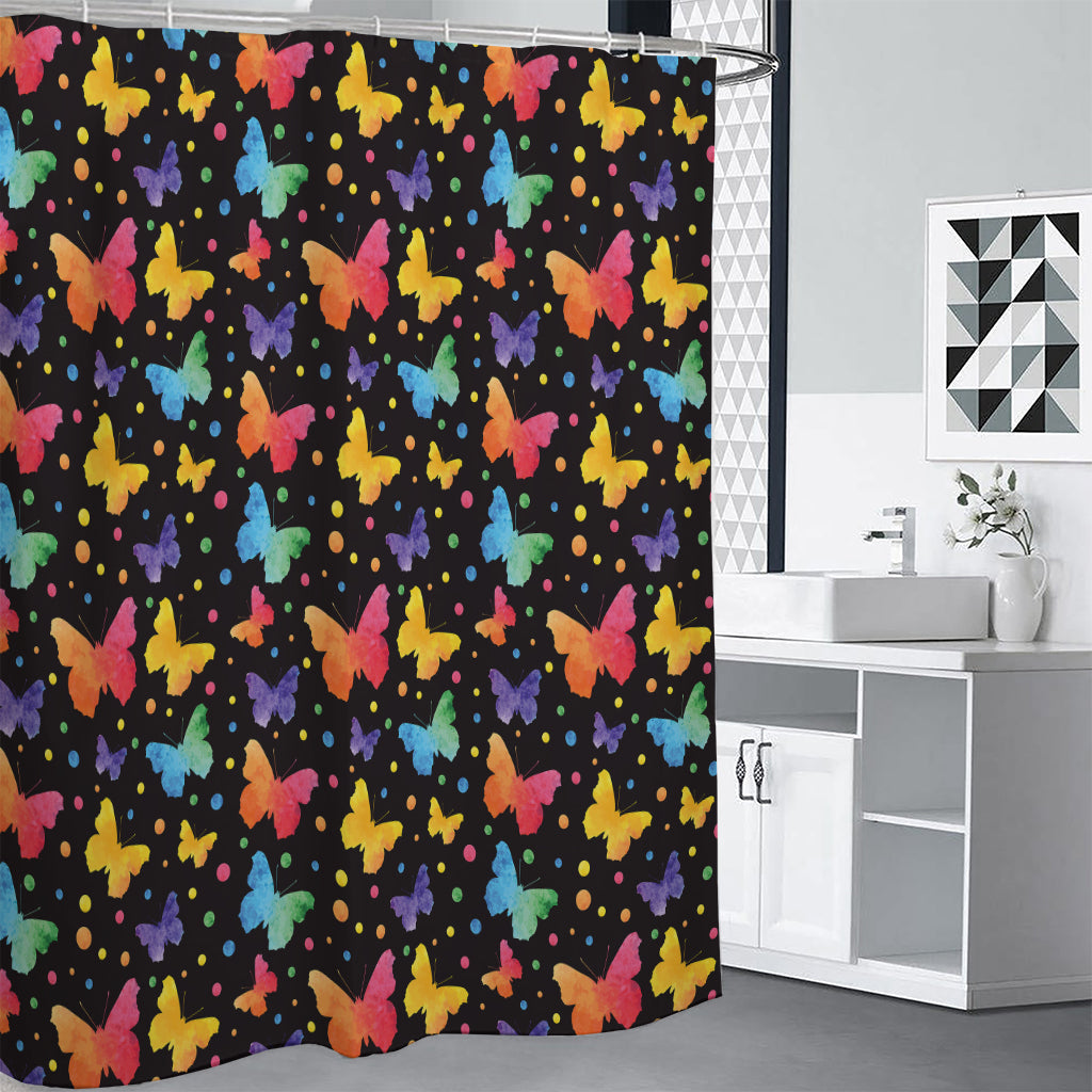 Colorful Watercolor Butterfly Print Premium Shower Curtain