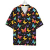 Colorful Watercolor Butterfly Print Rayon Hawaiian Shirt