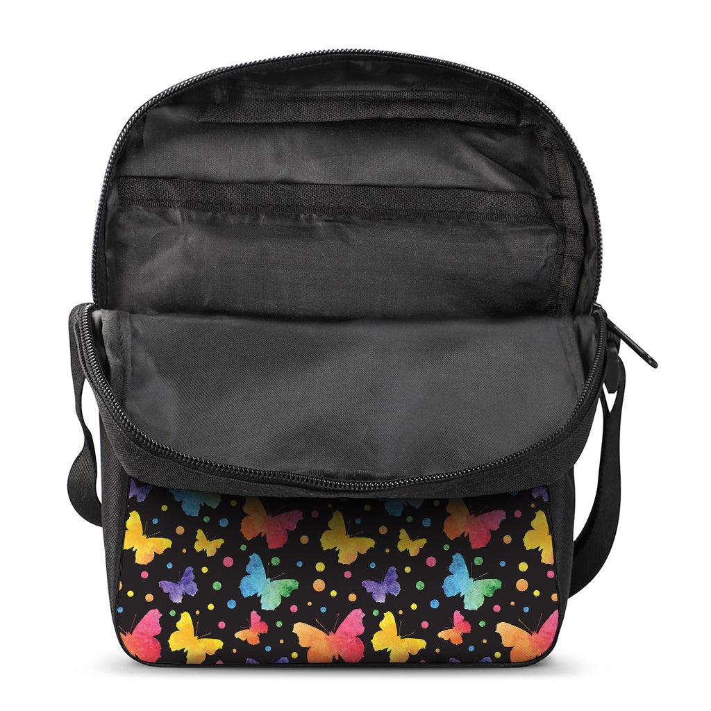 Colorful Watercolor Butterfly Print Rectangular Crossbody Bag