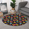 Colorful Watercolor Butterfly Print Round Rug