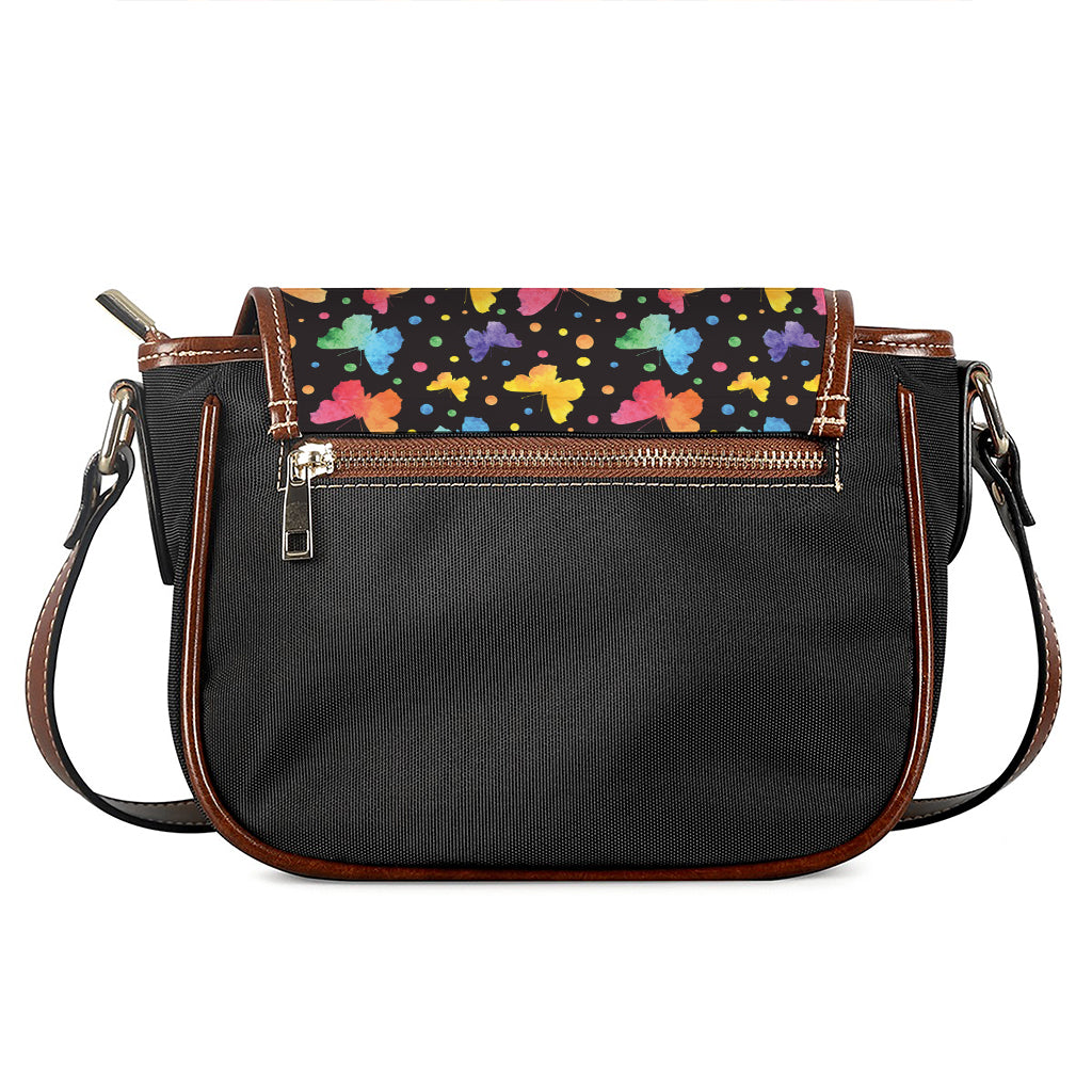 Colorful Watercolor Butterfly Print Saddle Bag