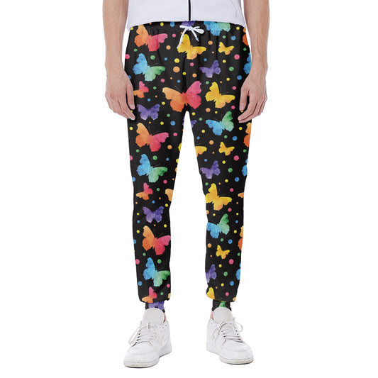 Colorful Watercolor Butterfly Print Scuba Joggers