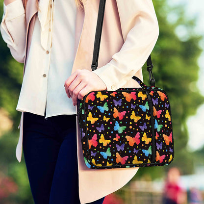 Colorful Watercolor Butterfly Print Shoulder Strap Bible Bag
