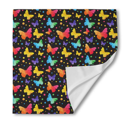 Colorful Watercolor Butterfly Print Silk Bandana