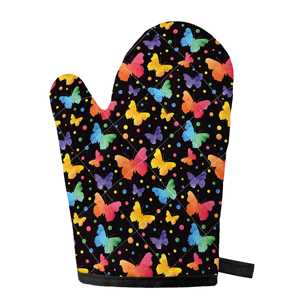 Colorful Watercolor Butterfly Print Single Oven Mitt