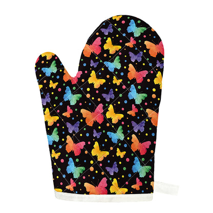 Colorful Watercolor Butterfly Print Single Oven Mitt