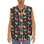 Colorful Watercolor Butterfly Print Sleeveless Baseball Jersey