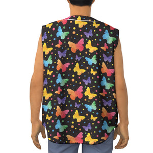 Colorful Watercolor Butterfly Print Sleeveless Baseball Jersey