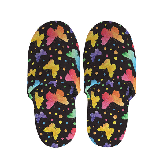 Colorful Watercolor Butterfly Print Slippers