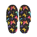 Colorful Watercolor Butterfly Print Slippers