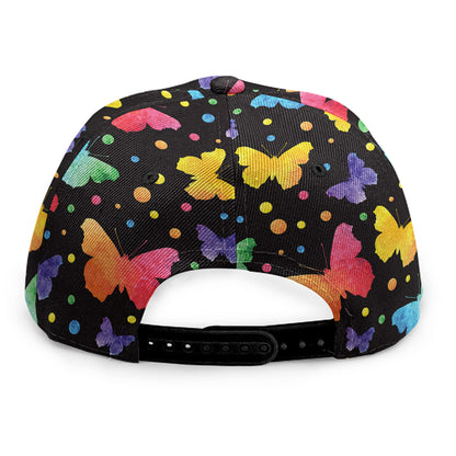 Colorful Watercolor Butterfly Print Snapback Cap