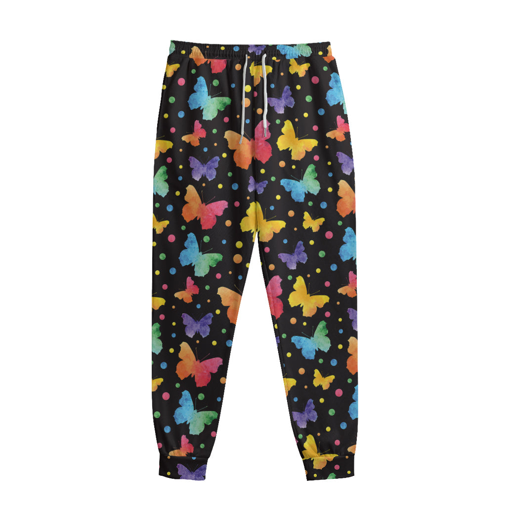 Colorful Watercolor Butterfly Print Sweatpants