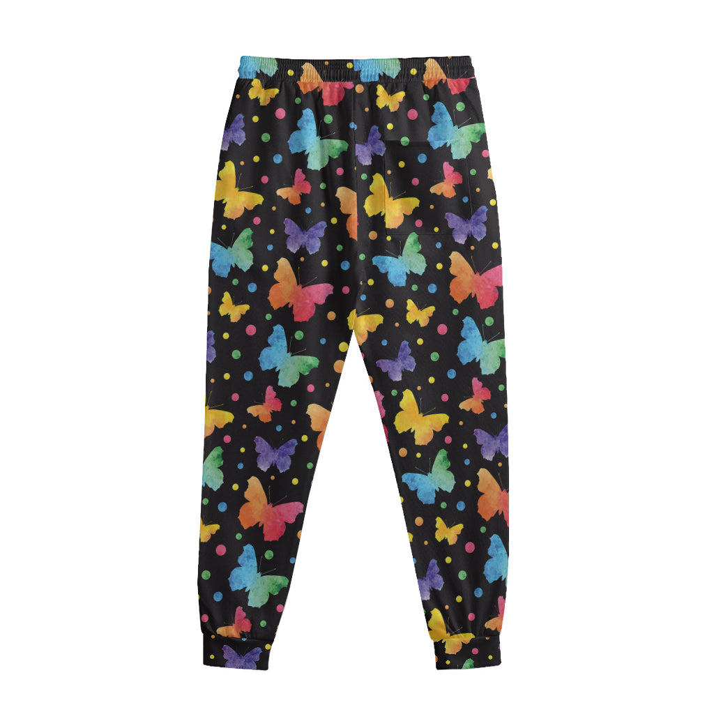 Colorful Watercolor Butterfly Print Sweatpants