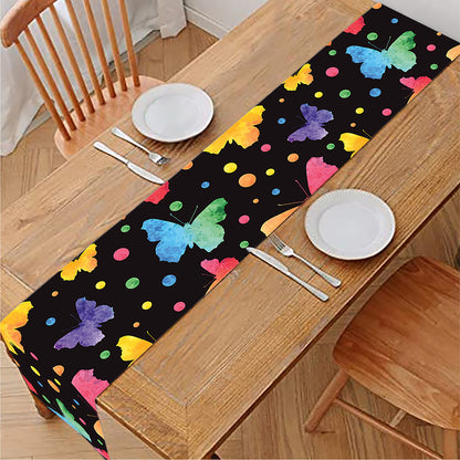 Colorful Watercolor Butterfly Print Table Runner