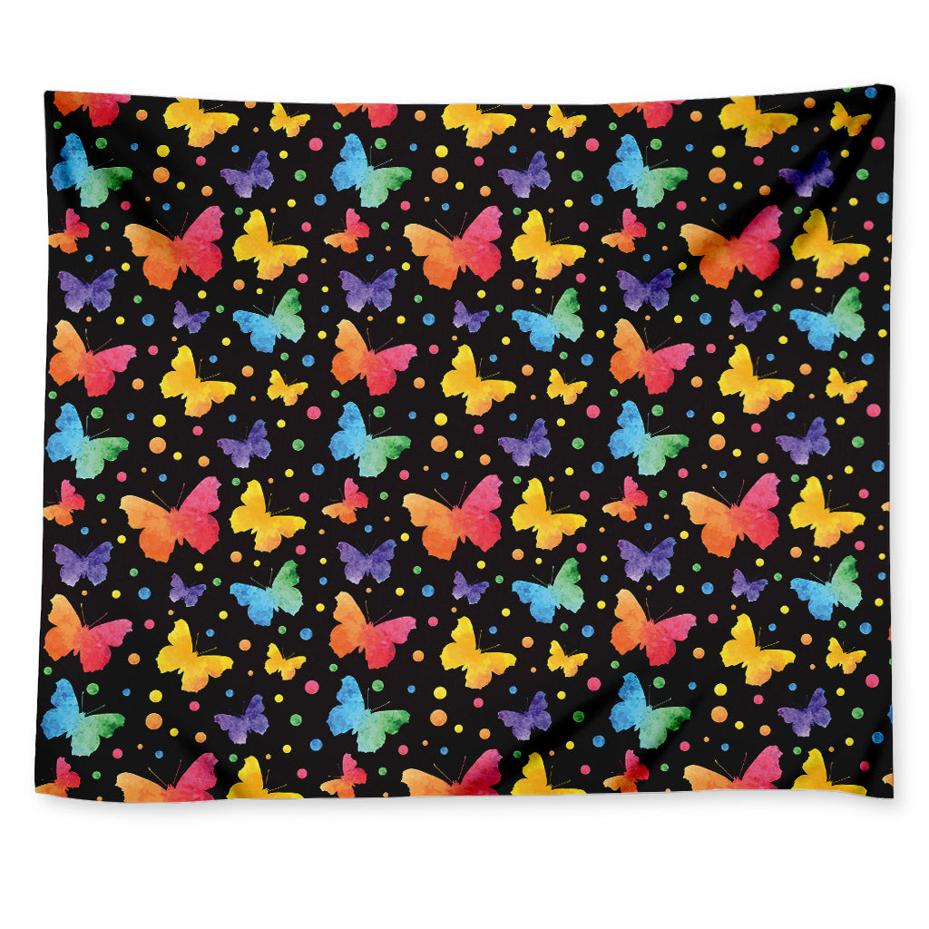 Colorful Watercolor Butterfly Print Tapestry