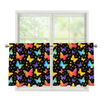 Colorful Watercolor Butterfly Print Tier Curtains