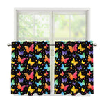 Colorful Watercolor Butterfly Print Tier Curtains