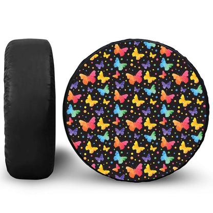Colorful Watercolor Butterfly Print Tire Cover