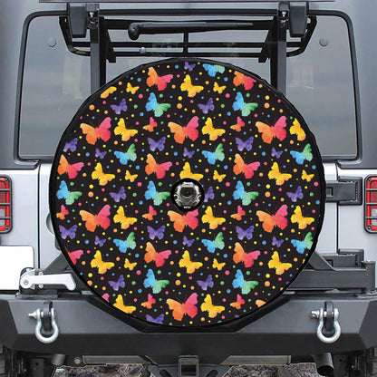 Colorful Watercolor Butterfly Print Tire Cover With Camera Hole