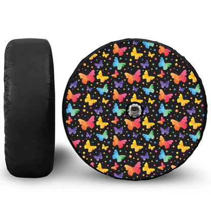 Colorful Watercolor Butterfly Print Tire Cover With Camera Hole