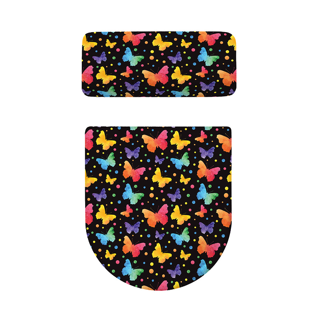 Colorful Watercolor Butterfly Print Toilet Lid And Tank Cover Set