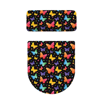 Colorful Watercolor Butterfly Print Toilet Lid And Tank Cover Set